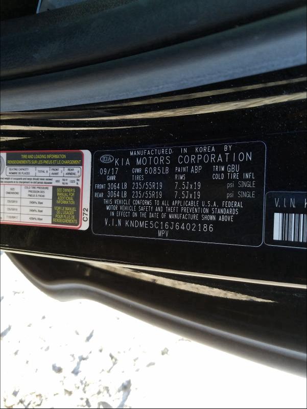 2018 KIA SEDONA SXL KNDME5C16J6402186