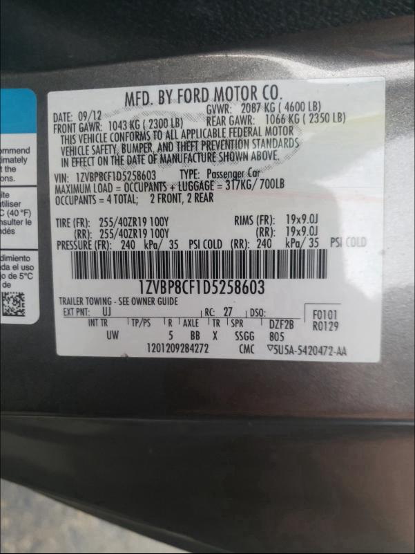 2013 FORD MUSTANG GT 1ZVBP8CF1D5258603