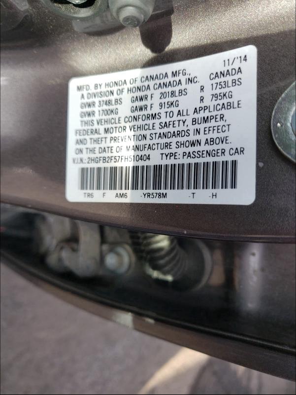2015 HONDA CIVIC LX 2HGFB2F57FH510404