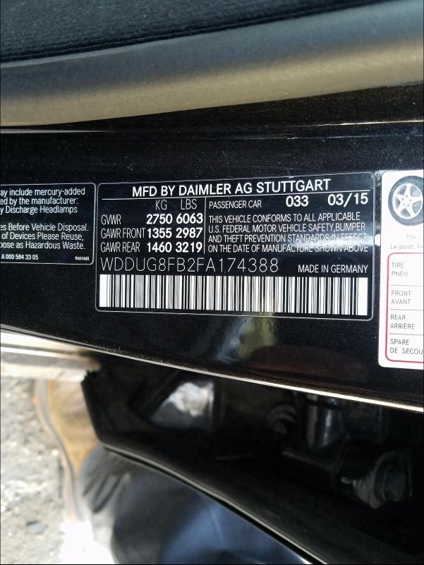 2015 MERCEDES-BENZ S 550 4MAT WDDUG8FB2FA174388