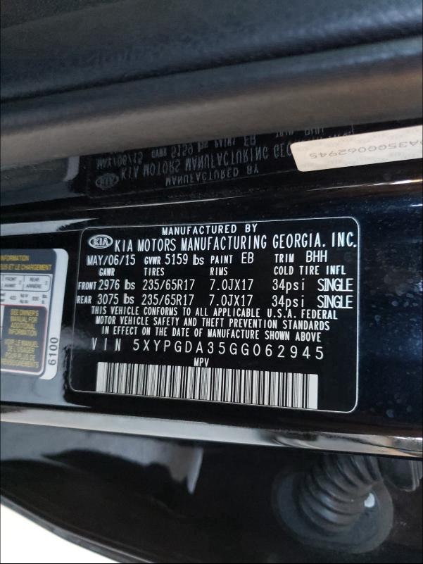 2016 KIA SORENTO LX 5XYPGDA35GG062945