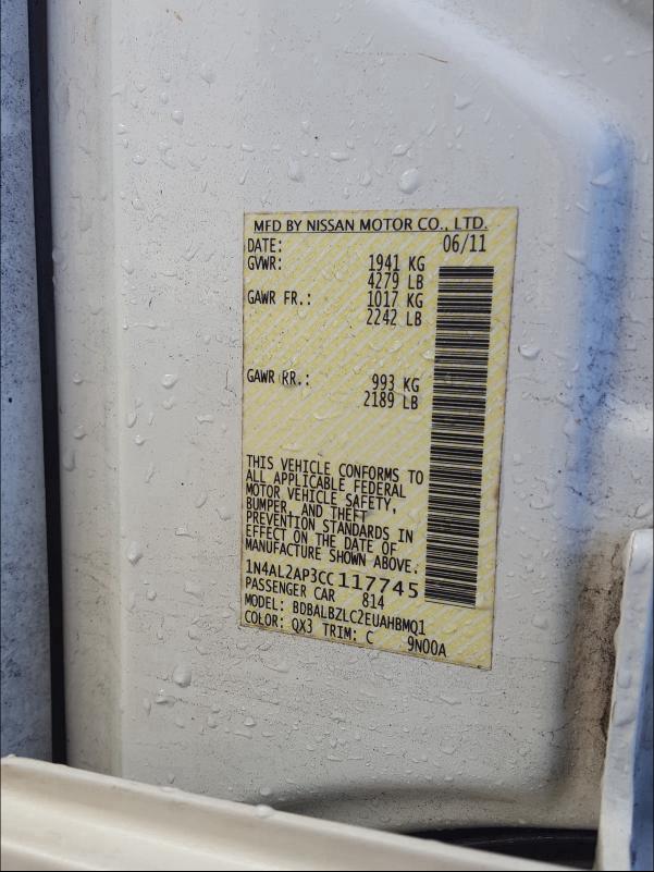 2012 NISSAN ALTIMA BAS 1N4AL2AP3CC117745