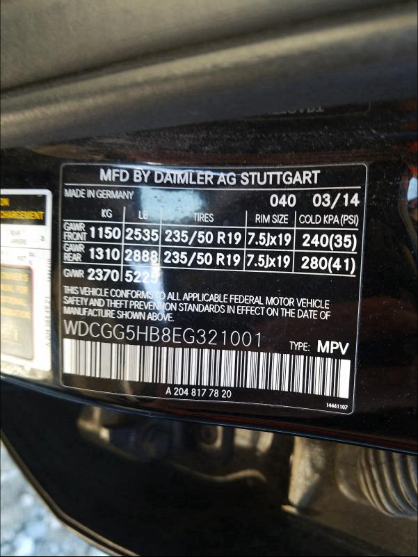 2014 MERCEDES-BENZ GLK 350 WDCGG5HB8EG321001