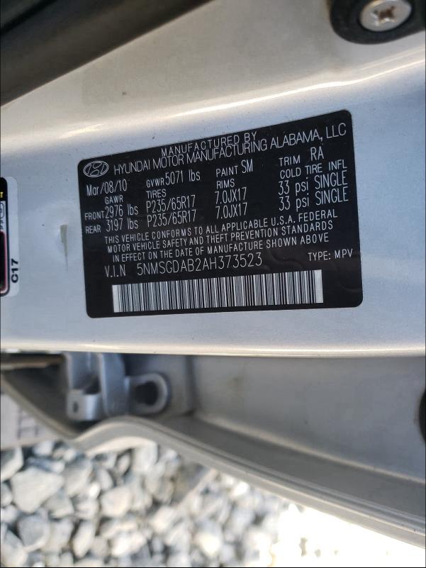 2010 HYUNDAI SANTA FE G 5NMSGDAB2AH373523