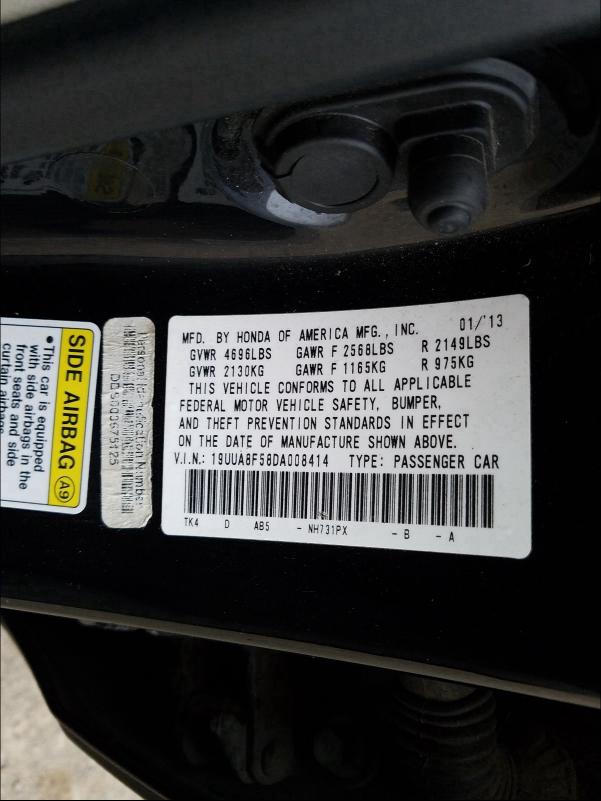 2013 ACURA TL TECH 19UUA8F58DA008414