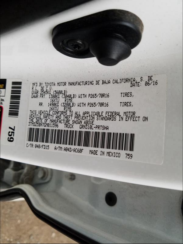 2016 TOYOTA TACOMA DOU 3TMDZ5BN7GM011596