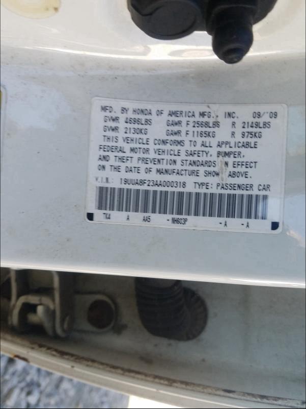 2010 ACURA TL 19UUA8F23AA000318