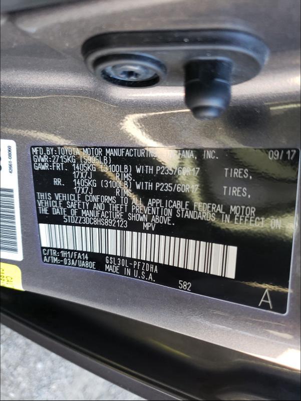 2017 TOYOTA SIENNA 5TDZZ3DC8HS892123