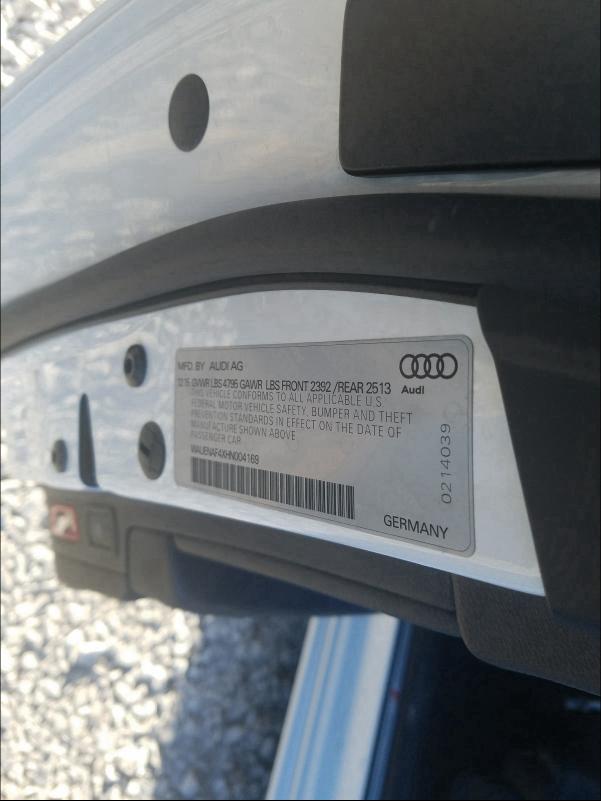 2017 AUDI A4 PREMIUM WAUENAF4XHN004169