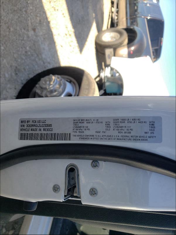 2020 RAM 3500 TRADE 3C63RRGL2LG233585