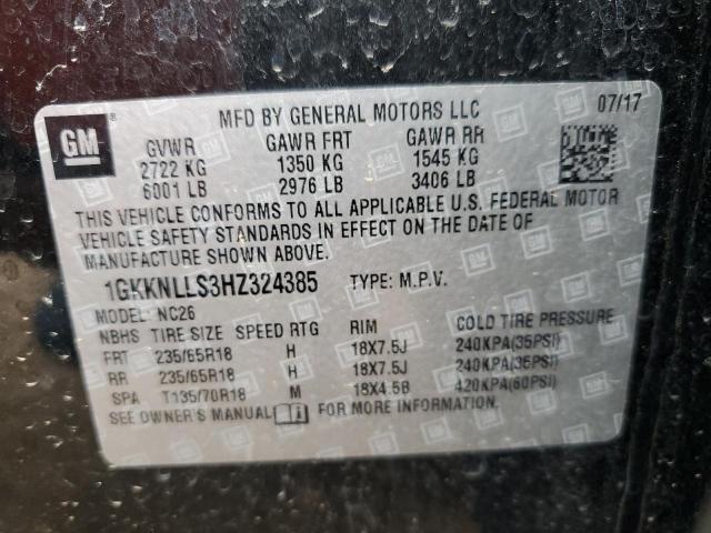 1GKKNLLS3HZ324385 GMC ACADIA SLE