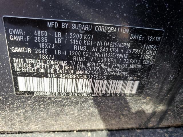 2019 SUBARU OUTBACK 3. 4S4BSENC9K3275673