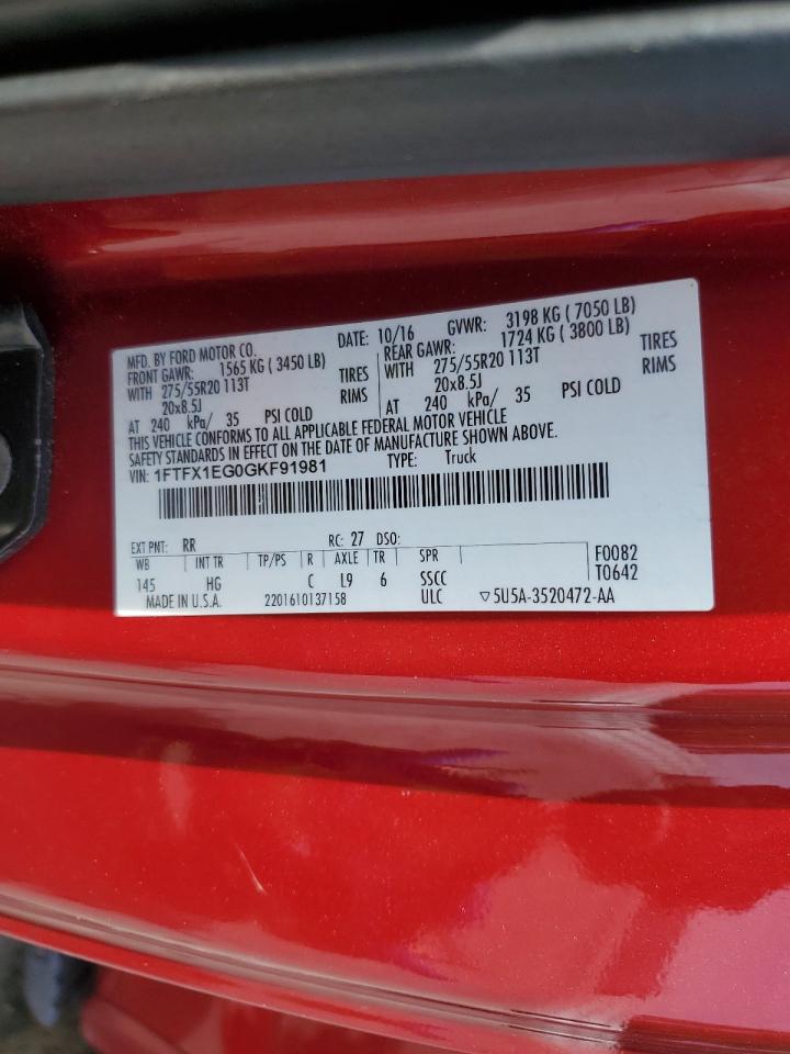 1FTFX1EG0GKF91981 FORD F-150 2016