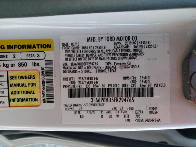 2015 FORD FUSION SE - 3FA6P0HD5FR294765