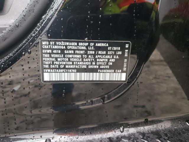 2015 VOLKSWAGEN PASSAT S - 1VWAS7A38FC116762