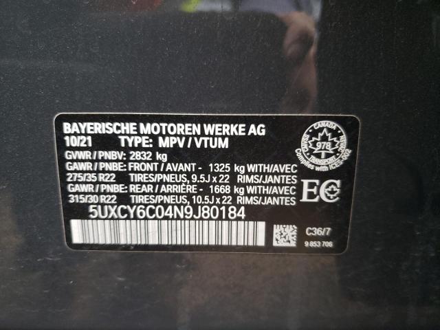 5UXCY6C04N9J80184 BMW X6 Xdrive40i