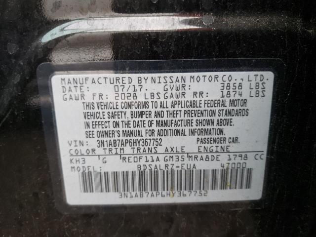3N1AB7AP6HY367752 Nissan SENTRA S