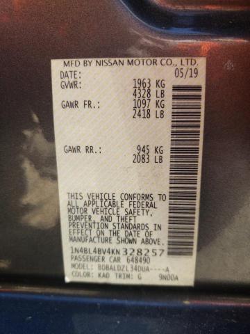 2019 NISSAN ALTIMA S - 1N4BL4BV4KN328257