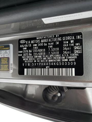 5XYPH4A54KG503309 KIA SORENTO EX