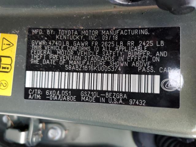 2019 LEXUS ES 350 - 58ABZ1B16KU005374