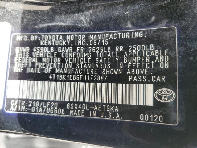 2015 TOYOTA AVALON XLE 4T1BK1EB6FU172887