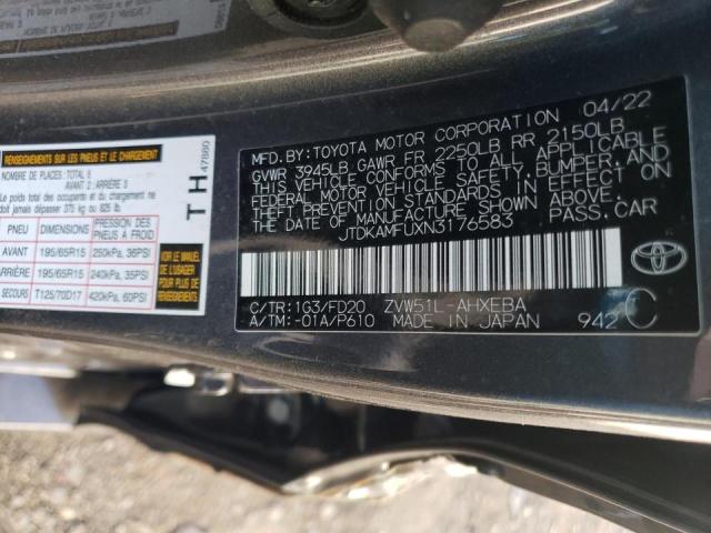 2022 TOYOTA PRIUS NIGH - JTDKAMFUXN3176583