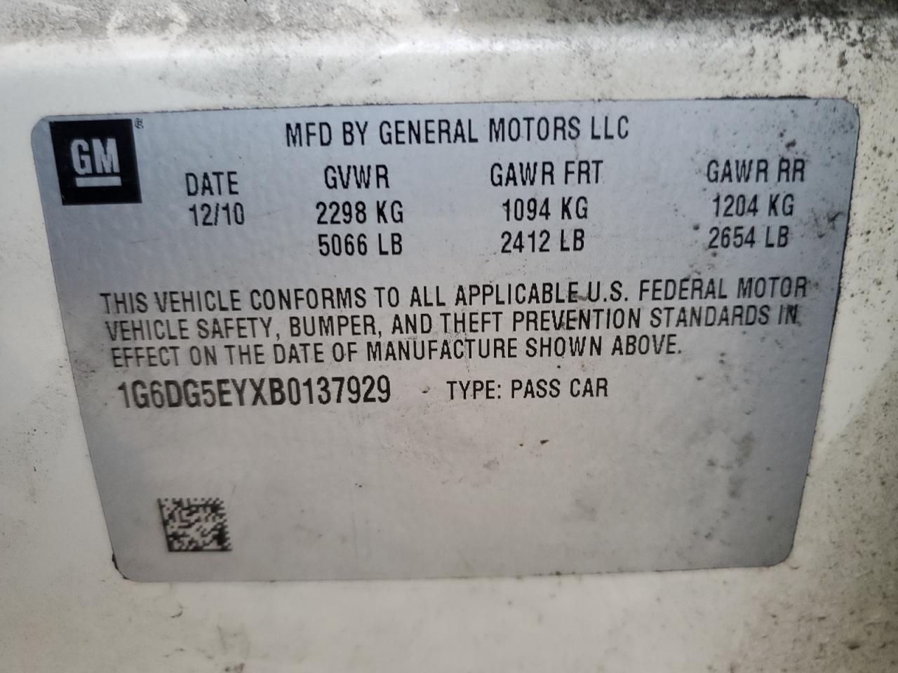 1G6DG5EYXB0137929 2011 Cadillac Cts Luxury Collection