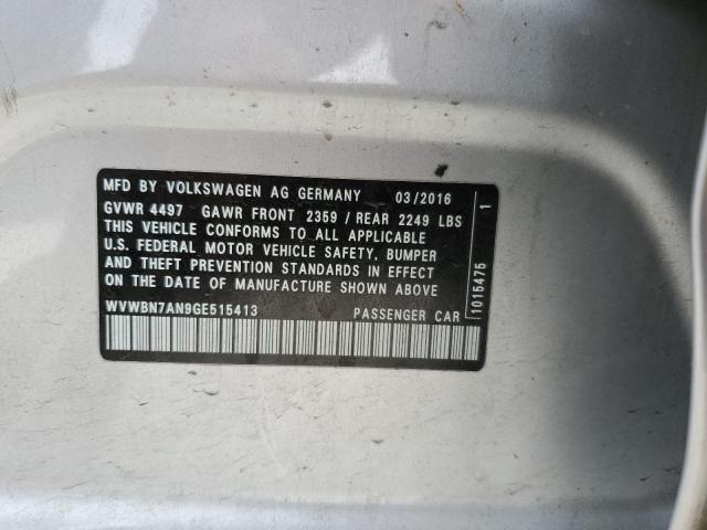 2016 VOLKSWAGEN CC BASE - WVWBN7AN9GE515413