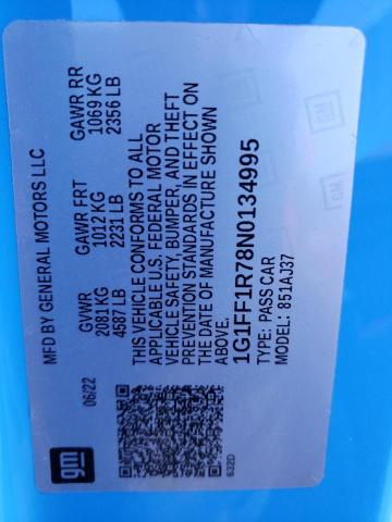 2022 CHEVROLET CAMARO LT1 1G1FF1R78N0134995