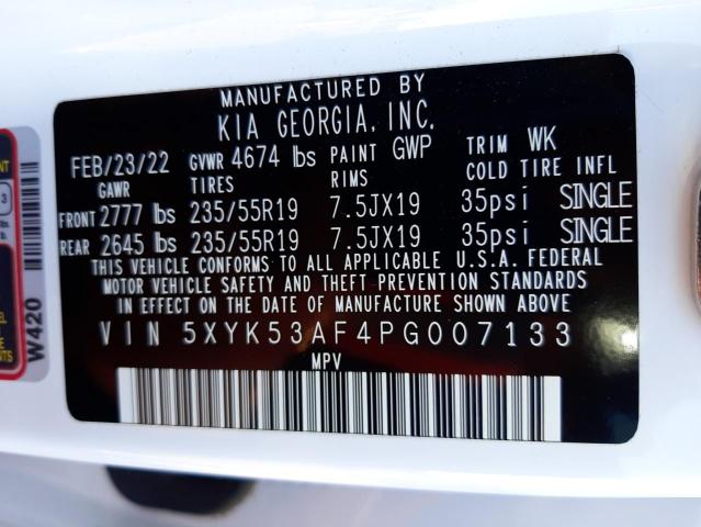 5XYK53AF4PG007133 KIA Sportage Sx Prestige
