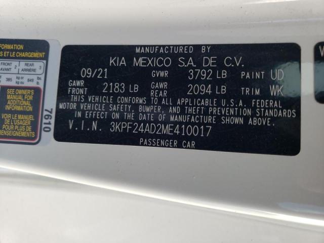 3KPF24AD2ME410017 KIA FORTE FE