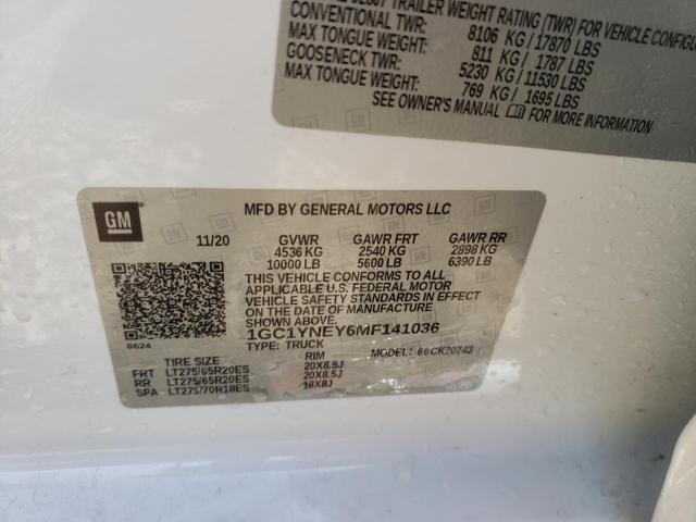 2021 CHEVROLET SILVERADO - 1GC1YNEY6MF141036