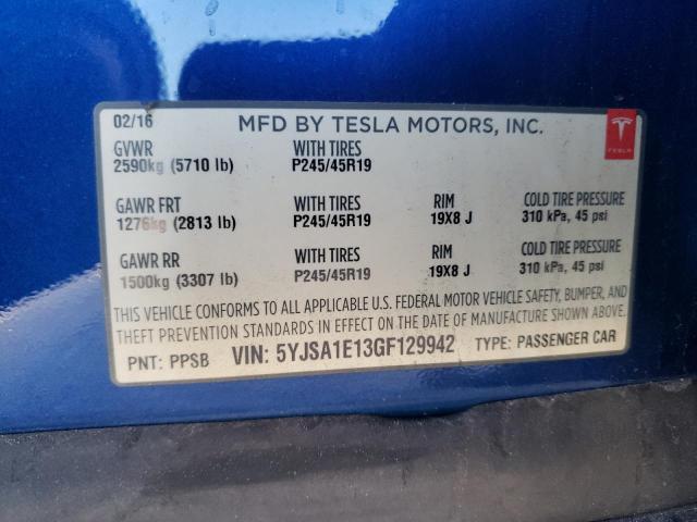 5YJSA1E13GF129942 Tesla MODEL S