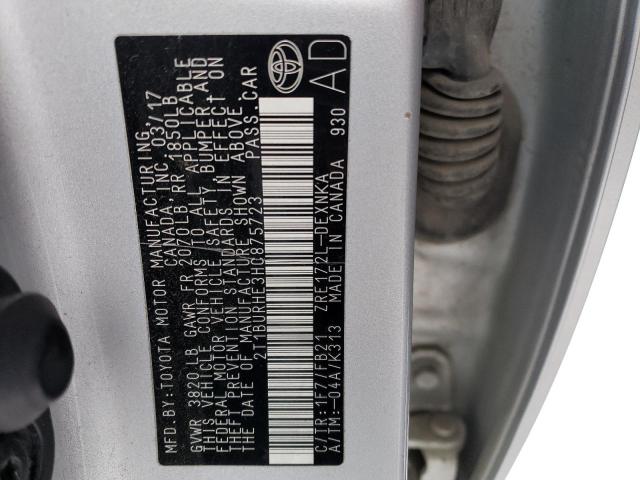 2017 TOYOTA COROLLA L - 2T1BURHE3HC875723
