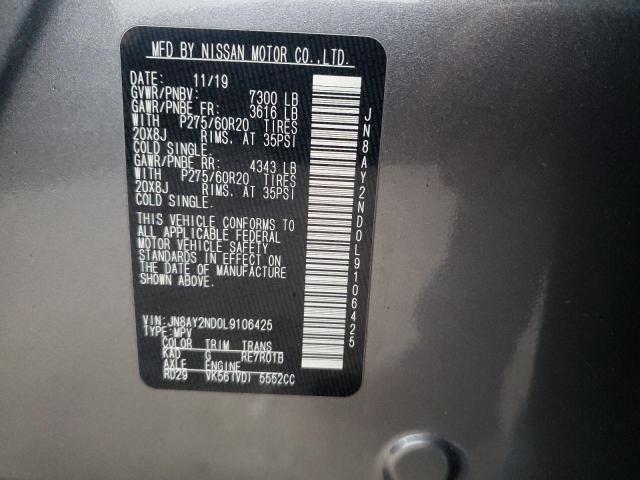 2020 NISSAN ARMADA SV - JN8AY2ND0L9106425