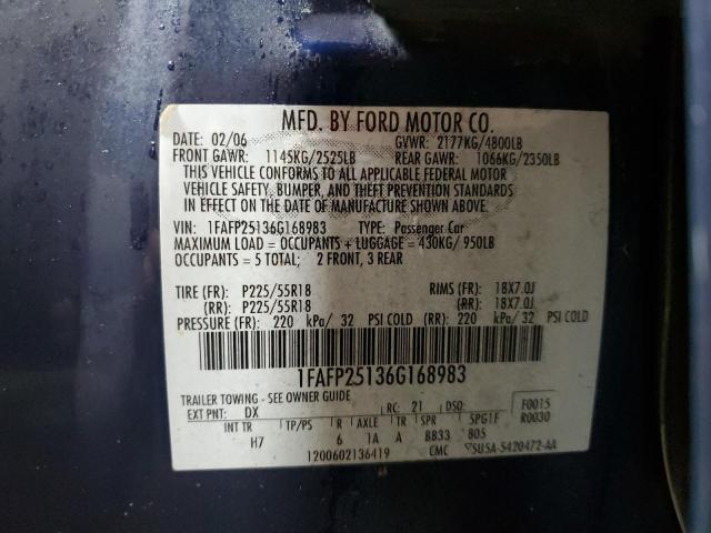2006 FORD FIVE HUNDRED LIMITED VIN: 1FAFP25136G168983