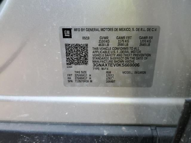 2019 CHEVROLET EQUINOX LT 3GNAXTEV0KS669006