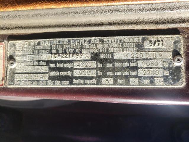 1972 MERCEDES-BENZ ALL OTHER VIN: 11511010221499