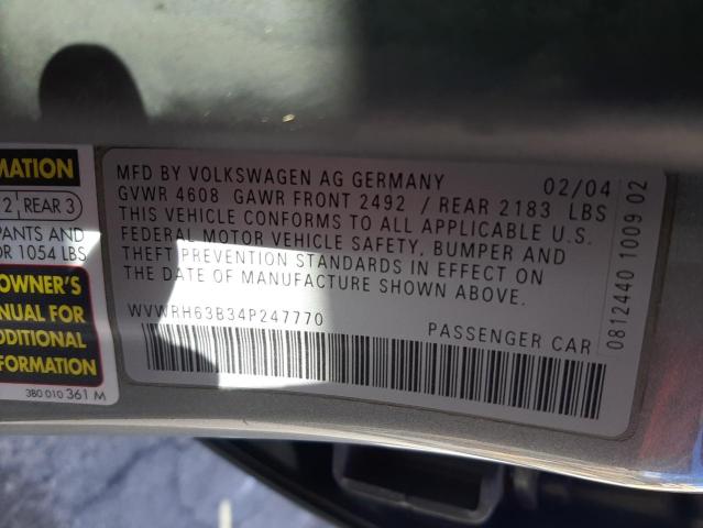 VIN 5TDKZ3DC1LS081239 2004 VOLKSWAGEN PASSAT no.12