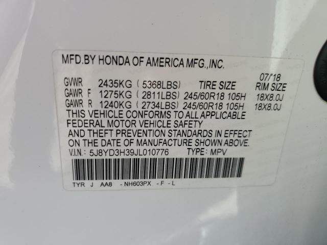 5J8YD3H39JL010776 Acura MDX
