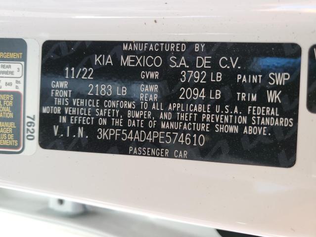 3KPF54AD4PE574610 KIA Forte Gt Line