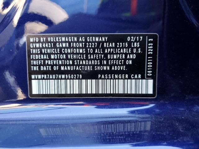 2017 VOLKSWAGEN E-GOLF SEL WVWPR7AU7HW950279