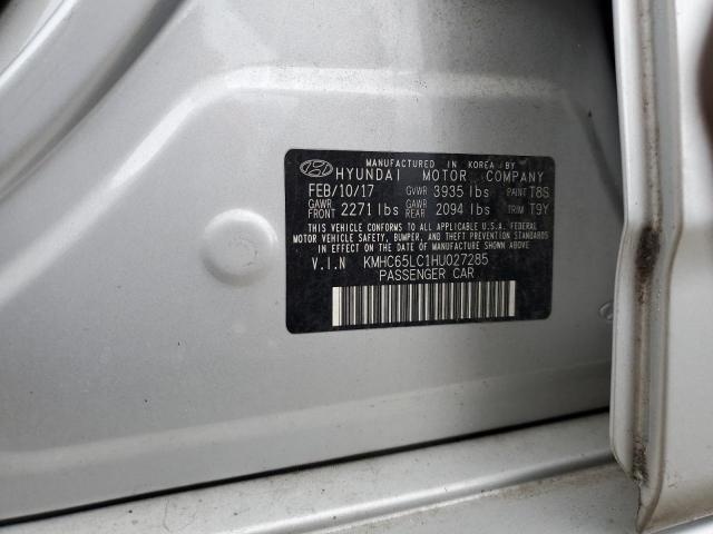 2017 HYUNDAI IONIQ BLUE - KMHC65LC1HU027285