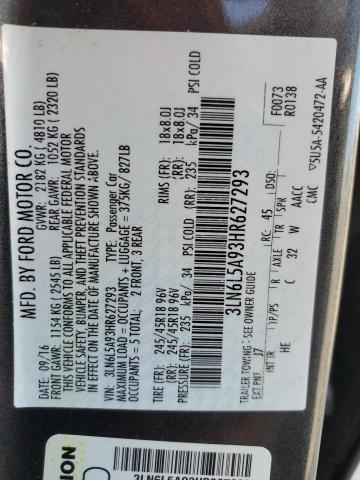 2017 LINCOLN MKZ PREMIE 3LN6L5A93HR627293