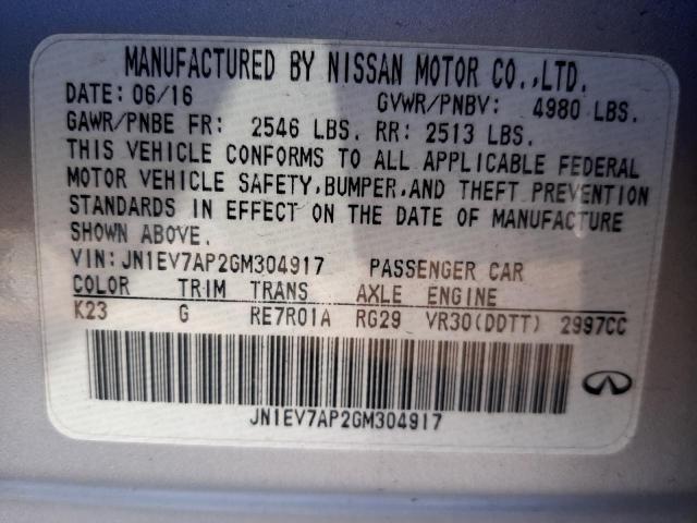 2016 INFINITI Q50 PREMIU JN1EV7AP2GM304917