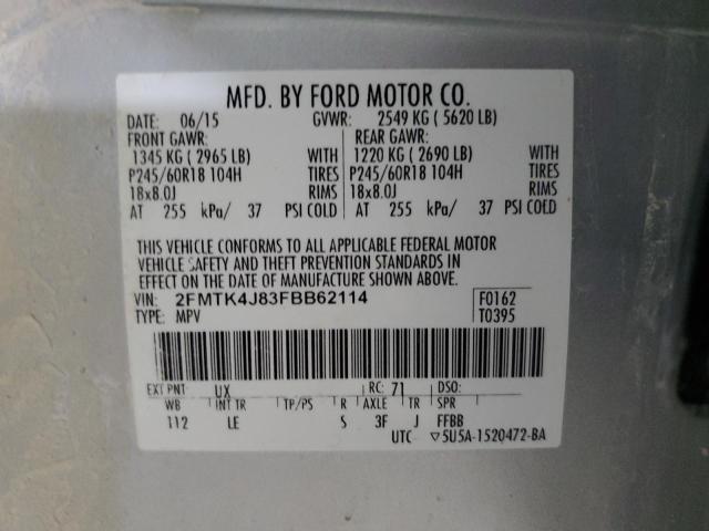 2015 FORD EDGE SEL 2FMTK4J83FBB62114