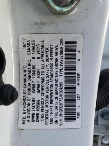 2018 HONDA CIVIC EX 2HGFC2F75JH504205