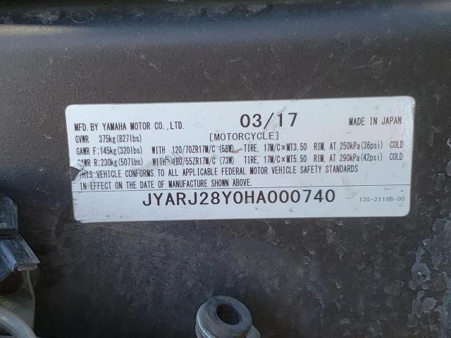 2017 YAMAHA YZFR6 C - JYARJ28Y0HA000740