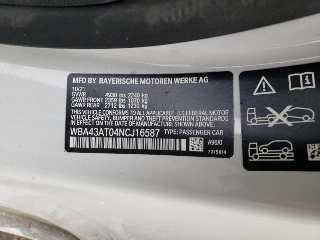 2022 BMW 430XI - WBA43AT04NCJ16587