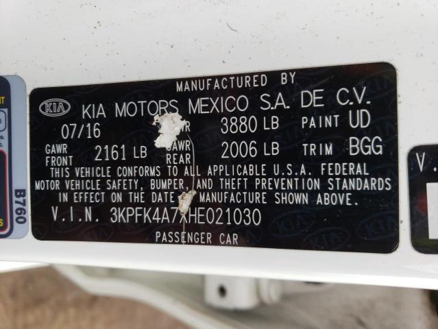 3KPFK4A7XHE021030 KIA FORTE LX